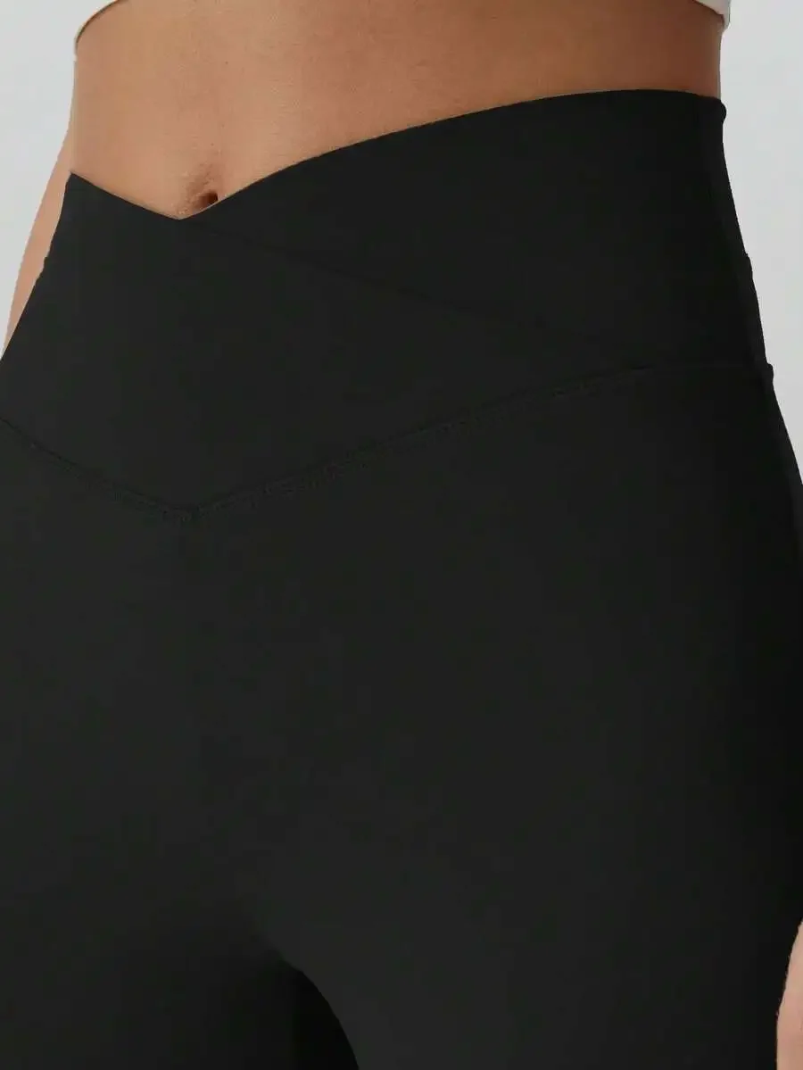 

Women High Waist Cross Design Flared Yoga Leggings Butt Lifting Fitness Sports Pants