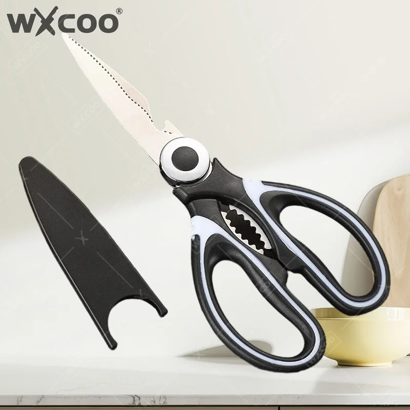 WXCOO Kitchen Scissors Stainless Steel Bottle Opener Chicken Bone Scissor Household Cut Vegetables Kill fish Scissors