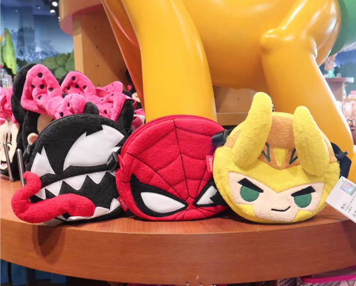 Super Heroes Spiderman Venom loki wallet Coin bag Plush Toy