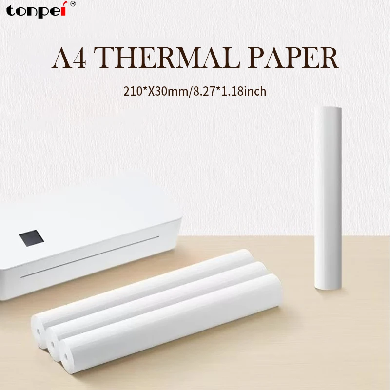 A4 Thermal Paper 4 Rolls Thermal Printing Paper 210*30mm for Wireless Bluetooth Phomemo A40/X8 Portable Printer Thermosensitive