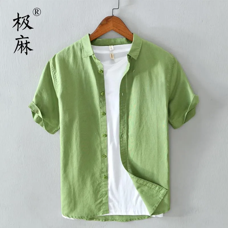 

Casual Cotton Linen Shirt Men's Loose Summer Artistic Short Sleeve Fashion Urban Style Standard Fit Daily Wear Spring Listing