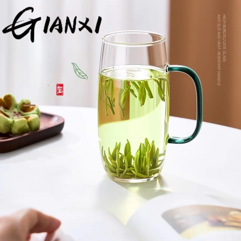 GIANXI Glass Tea Cup With Handle Anti-Scalding Glass Teacup Can Be Electric Clay Oven Heating Glasses Office Personal Cup