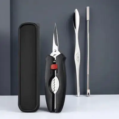 

1Set Crab Tools Set Household Seafood Scissors Lobster Forks Ergonomic Crab Eating Tools Shell Opener Gift Seafood Tool