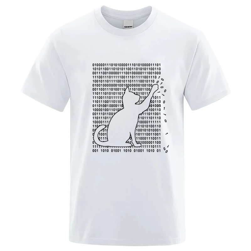 Men's High Quality T-shirt Cotton Blend Funny Cool Cat Design Print Summer Loose Short Sleeve for Men T-Shirt Male Tops Tees image 4