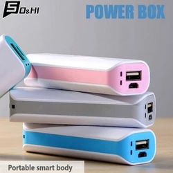 (Bez baterii) Mobilny Power Bank 18650 Box Ładowarka do telefonu DIY Etui Powerbank Dual USB Poverbank Led Pover Power Bank