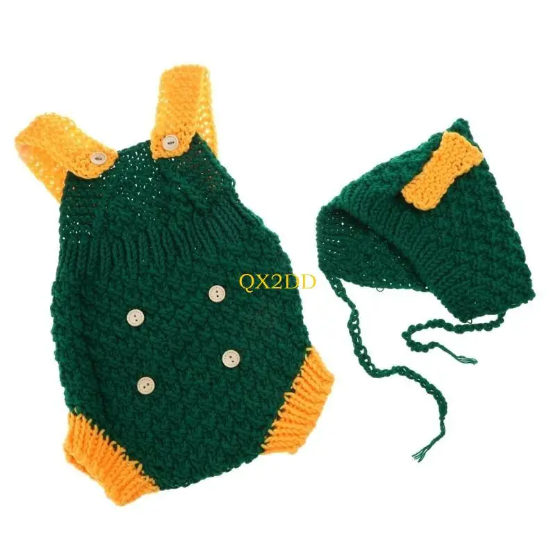

QX2D Newborns Photo Posing Props Beanie Hat & Dinosaur Pants Photostudio Accessories