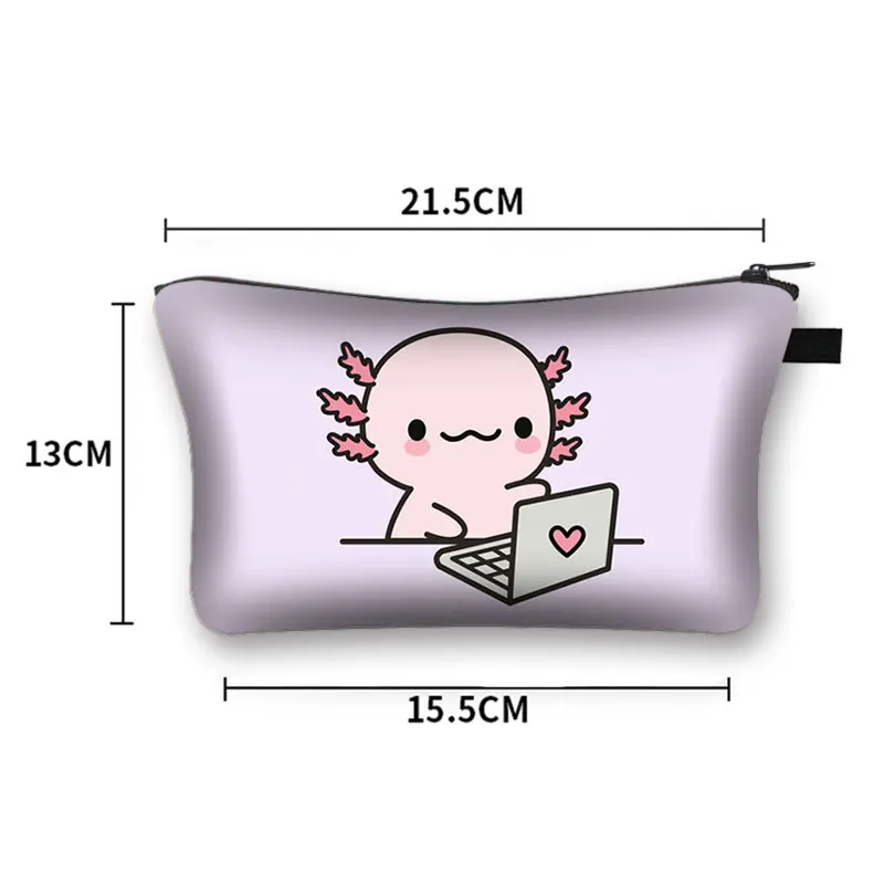 Cute Animal Sea Otters Axolotl / Ferret Pattern Cosmetic Bag Women Makeup Bags Zipper Cosmetic Cases Girl\'s Lipstick Holder Gift