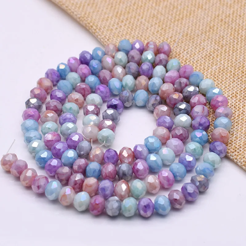 8mm Rondelle Crystal Glass Beads Color Faceted Loose Spacer Glass Beads for Jewelry Making DIY Necklace