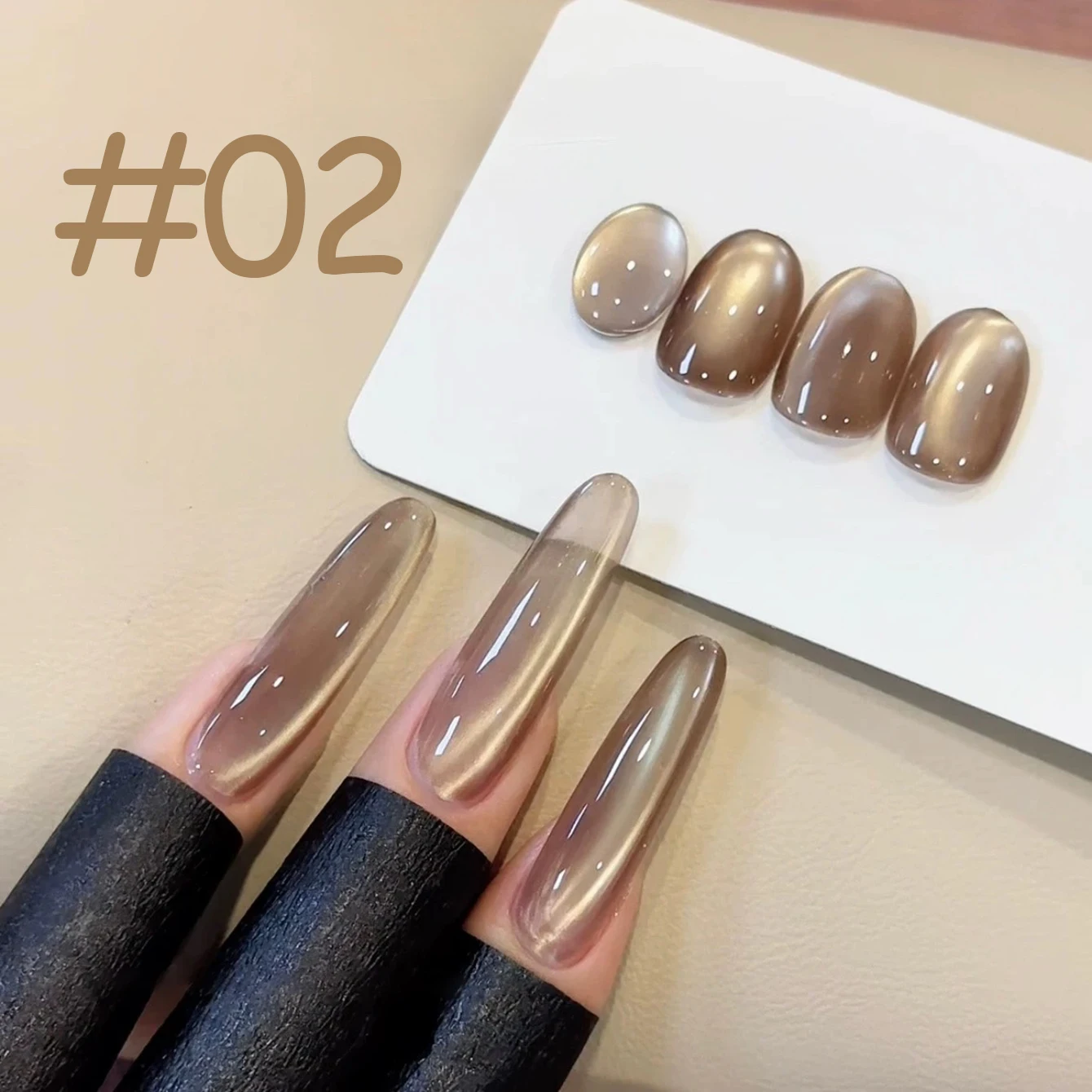 1 szt. WS 2025 Białoszczuplający, złoty, szklany koralik do zdobienia paznokci, popularny, modny, karmelowy brązowy żelowy lakier do paznokci z efektem kociego oka