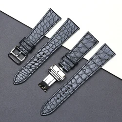 SAUPPO 21mm Watch Strap Superior Quality Alligator Leather Black Suitable for Hermes Watch Belt Round Grain High Quality