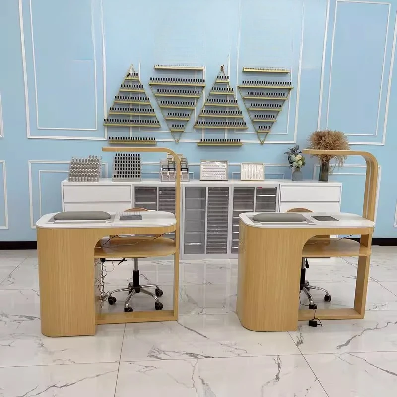 Oficce Fancy Light Nail Table Dust Collector Luxury Workstation Art Nail Desk Salon Beauty Mesa Para Manicurista Furniture