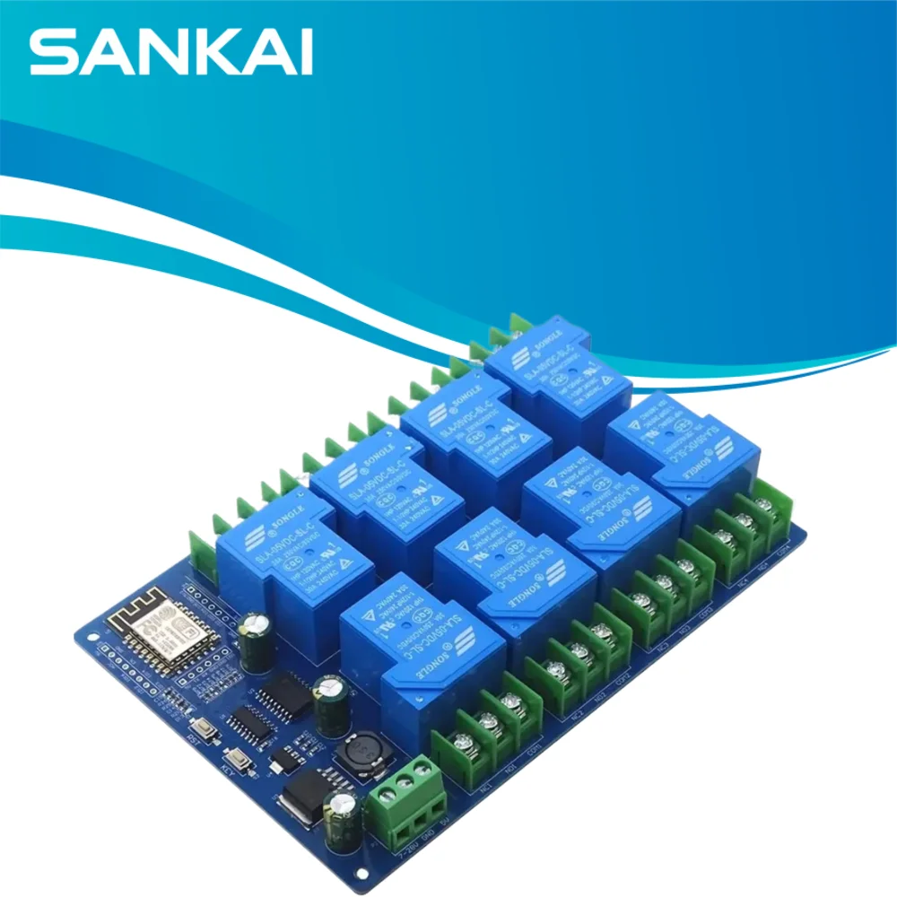 ESP8266 8-Channel 30A WiFi Relay Module, ESP-12F, DC7-28V Power, Dev Board