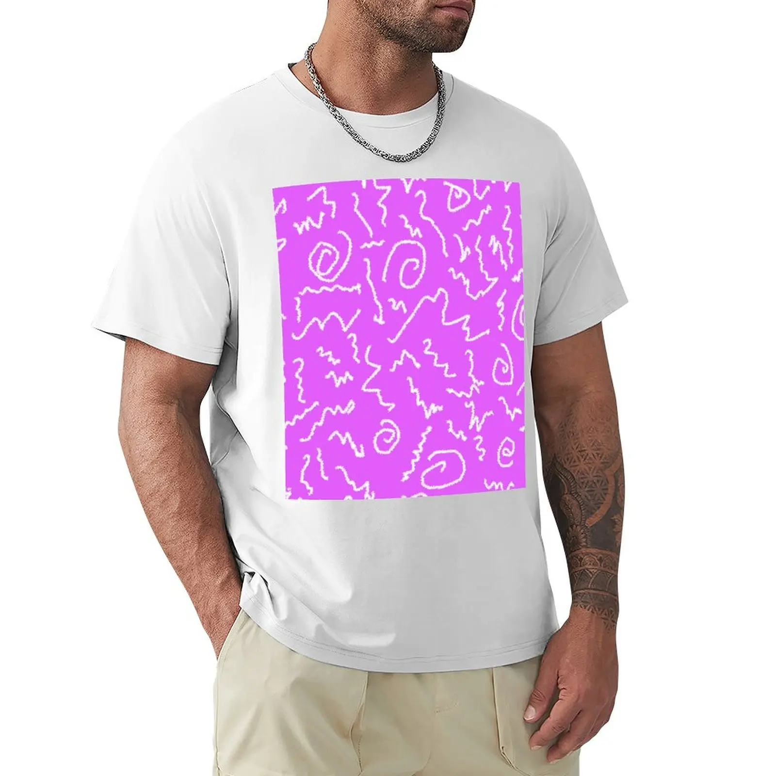 Purple Squiggly Lines patterns,minimal,simple,minimalist, T-Shirt cute tops new edition sweat men clothings