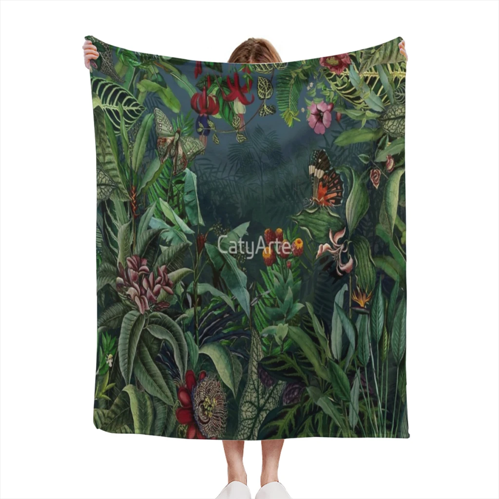 

Midnight Rainforest I Thin Blanket Soft comforter sets throw for Couch Warm Flannel Blankets Bedroom Summer Blanket