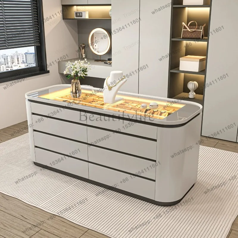 Floor-to-ceiling jewelry Nakajima display cabinet Clothing store Double-sided storage cabinet
