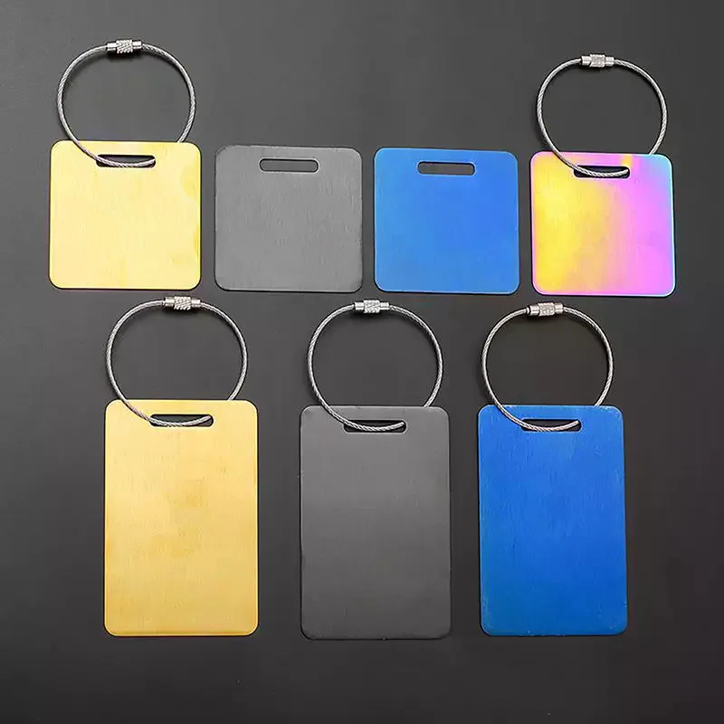 1Pcs Stainless Steel Tag Keychain With Sturdy Steel Wire Loops Backpack Luggage Keyring Square Key Chain Ring
