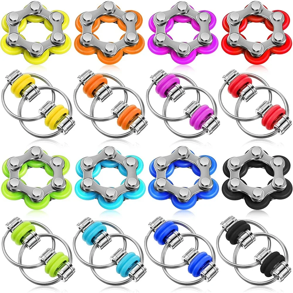 

16PCS Fidget Toys Set Roller Chain Key Flippy Chain Stress Reducer Bike Chain Toys Anxiety Relief for Teens Adults ADHD Autism