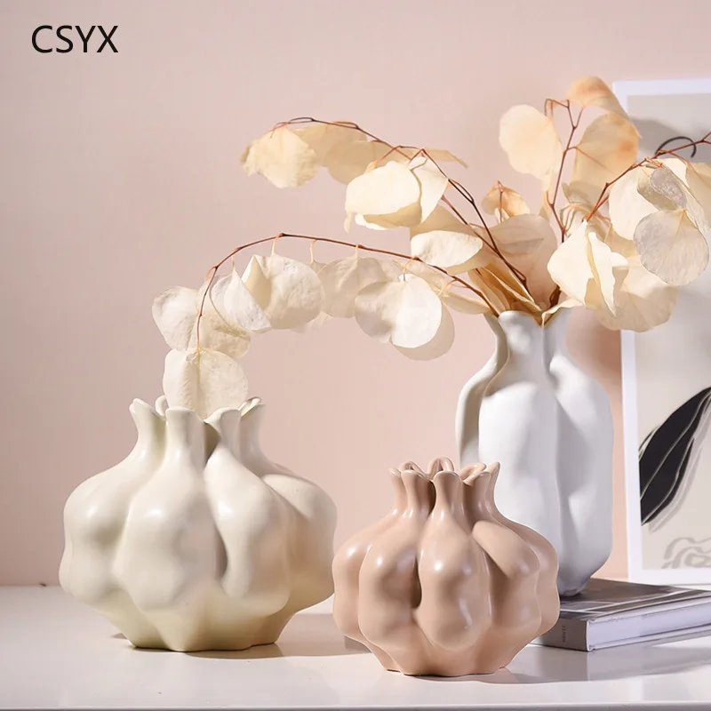 Ceramic Vase Premium Sense Wabi Sabi Wind Cream Wind INS Dried Flowers Flower Arranger Home Accessories