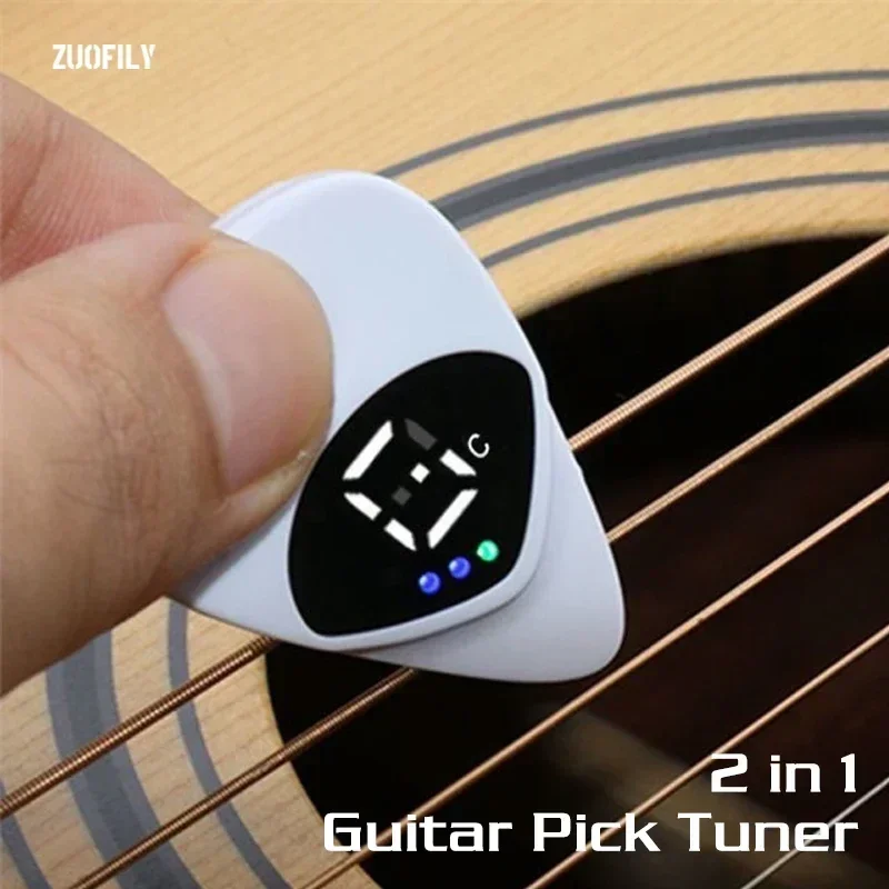 Neues Zwei-in-Eins-Tuner und Plektren, Stimmgerät, Zwölf-Ton-Equalizer, Stimmgerät, Ukulele, klassische Gitarre, Bass-Sound-Kalibrator, praktisch