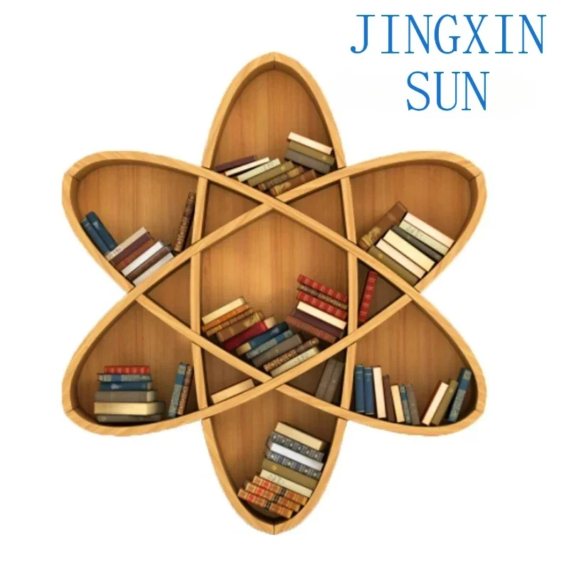 Creative plum blossom shape bookshelf exhibition hall decoration library picture book rack reading area wall decoration rack