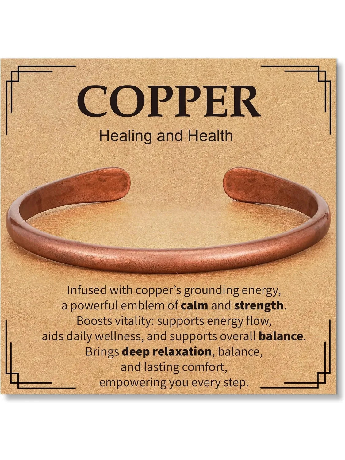Reine Kupfer-Armbänder für Damen und Herren, Wasserdichte Heilende Manschetten-Armbänder, Verstellbare Massive Heilende Kupfer-Armreifen, Schmuckgeschenke