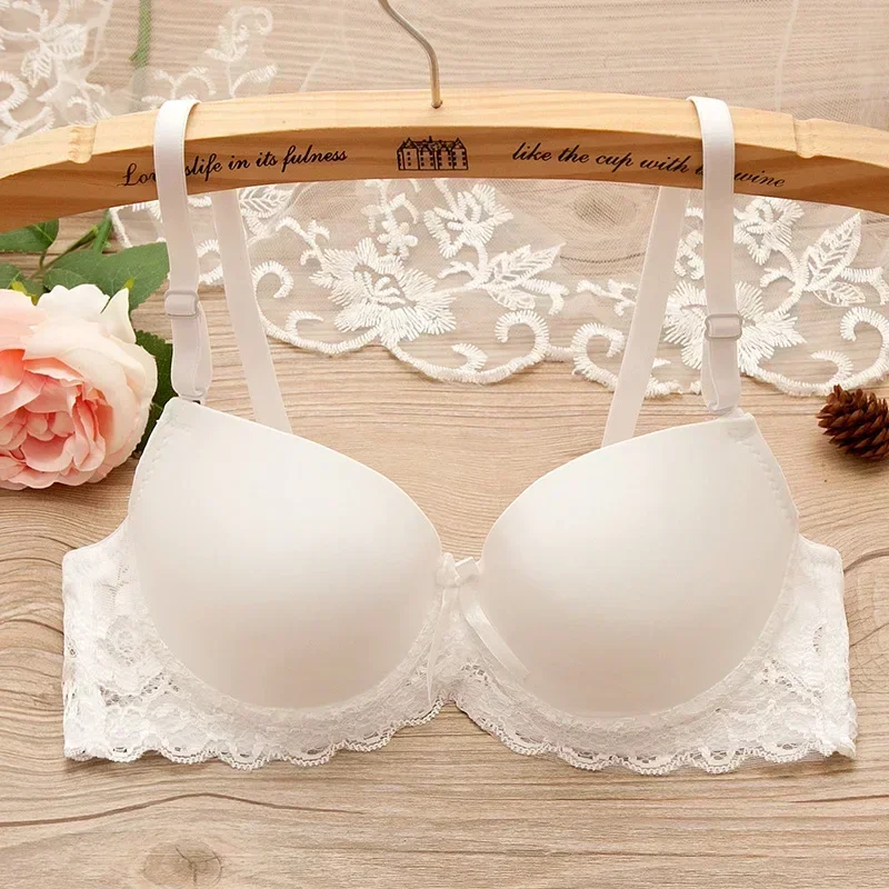 2pcs Sexy Lingerie Push Up Bra Top Chest Lace Bra Student Small Chest Bra Sexy Brassiere 32 34 36 A B Underwire