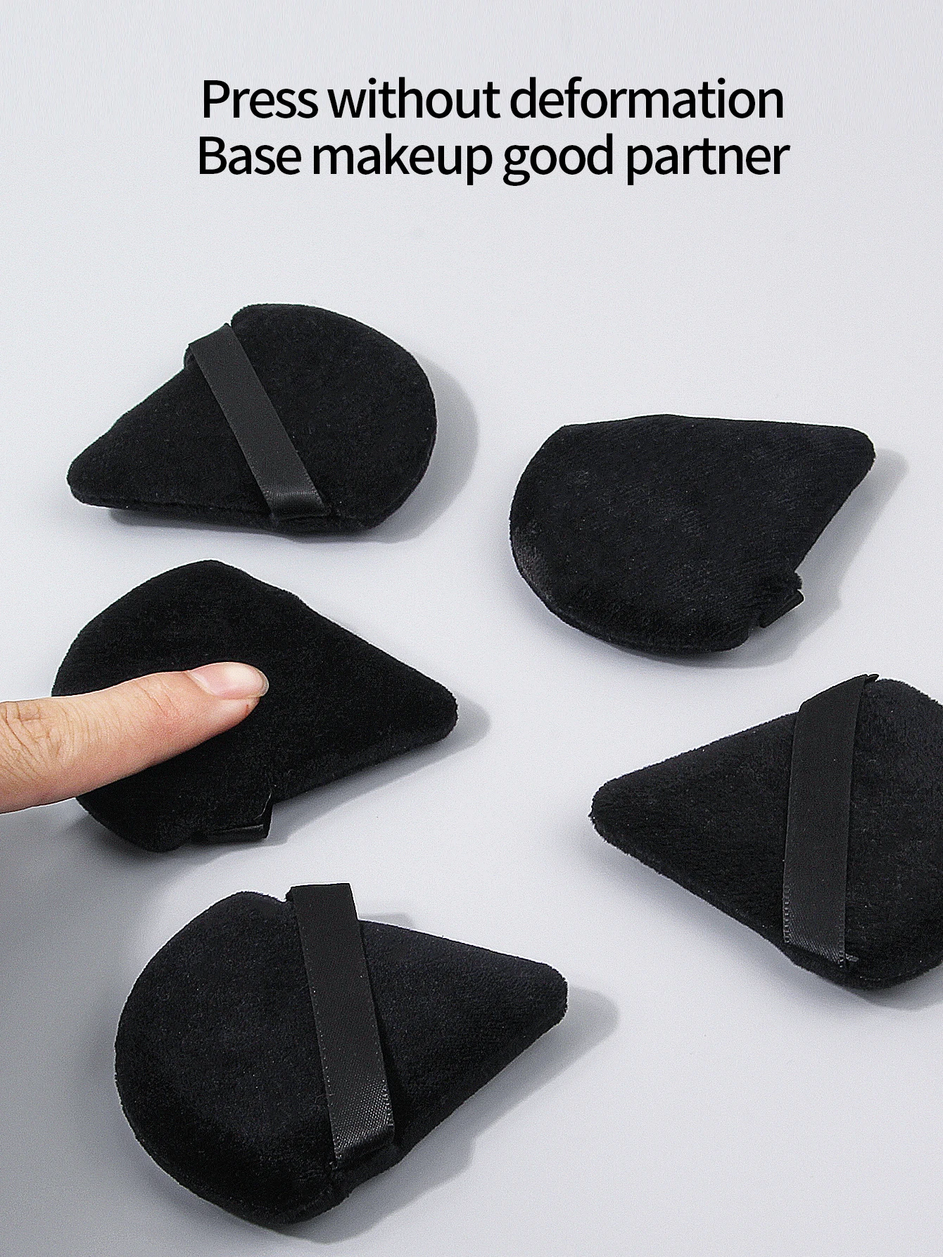 Polvo de maquillaje de doble propósito, flocado suave en forma de abanico, seco y húmedo, herramienta de maquillaje multifuncional para principiantes, 5 piezas