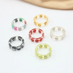 Smiling Face Eight Trigrams Tai Chi Resin Ring Jewelry for Men Women Creative Acrylic Anillos Anel Trend Accessories Girl Gift