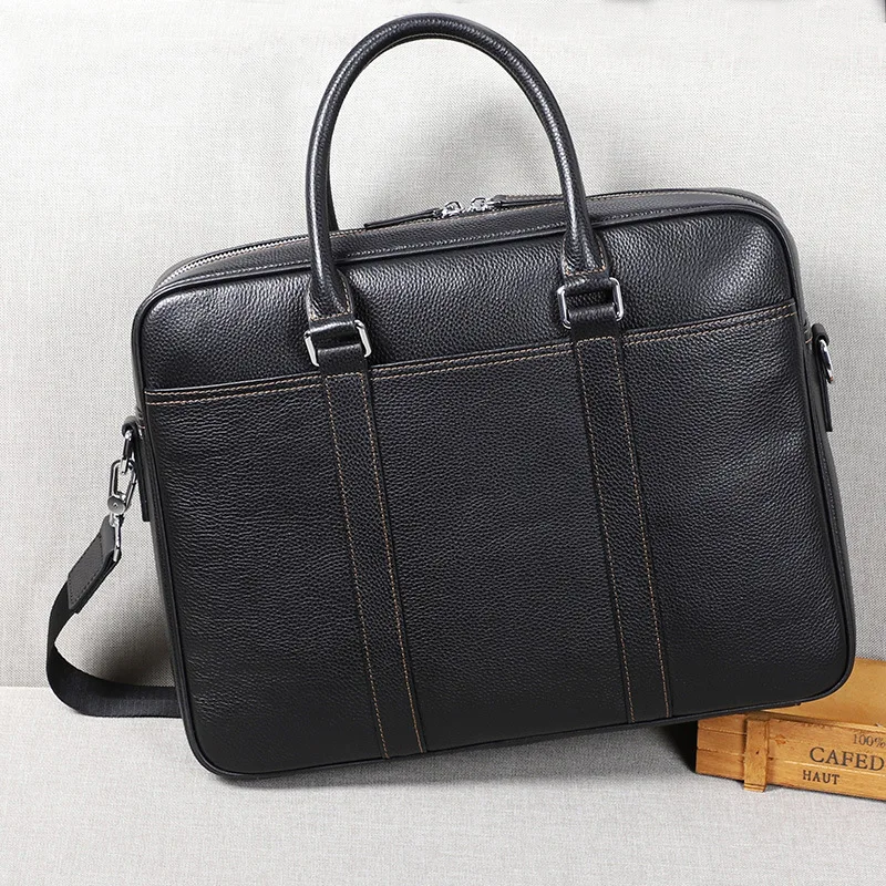 Valigetta classica da uomo d'affari Borse da uomo in vera pelle Borsa da spalla per laptop da uomo di moda Borsa Valigetta da uomo in pelle di mucca