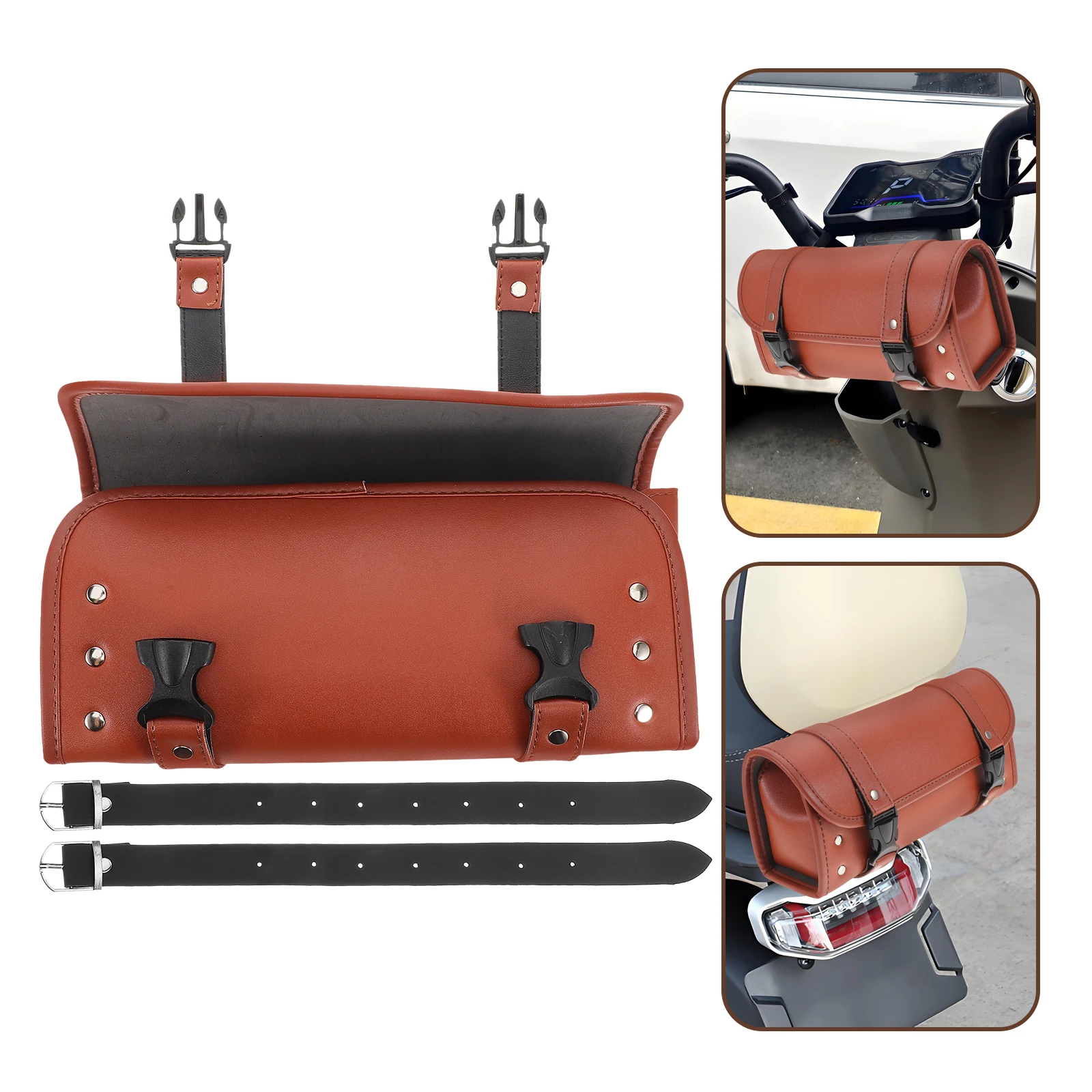 

Multifunctional Motorcycle Handlebar Retro Style Thick Material Electric Bike Storage Accessory Universal Rear Seat For