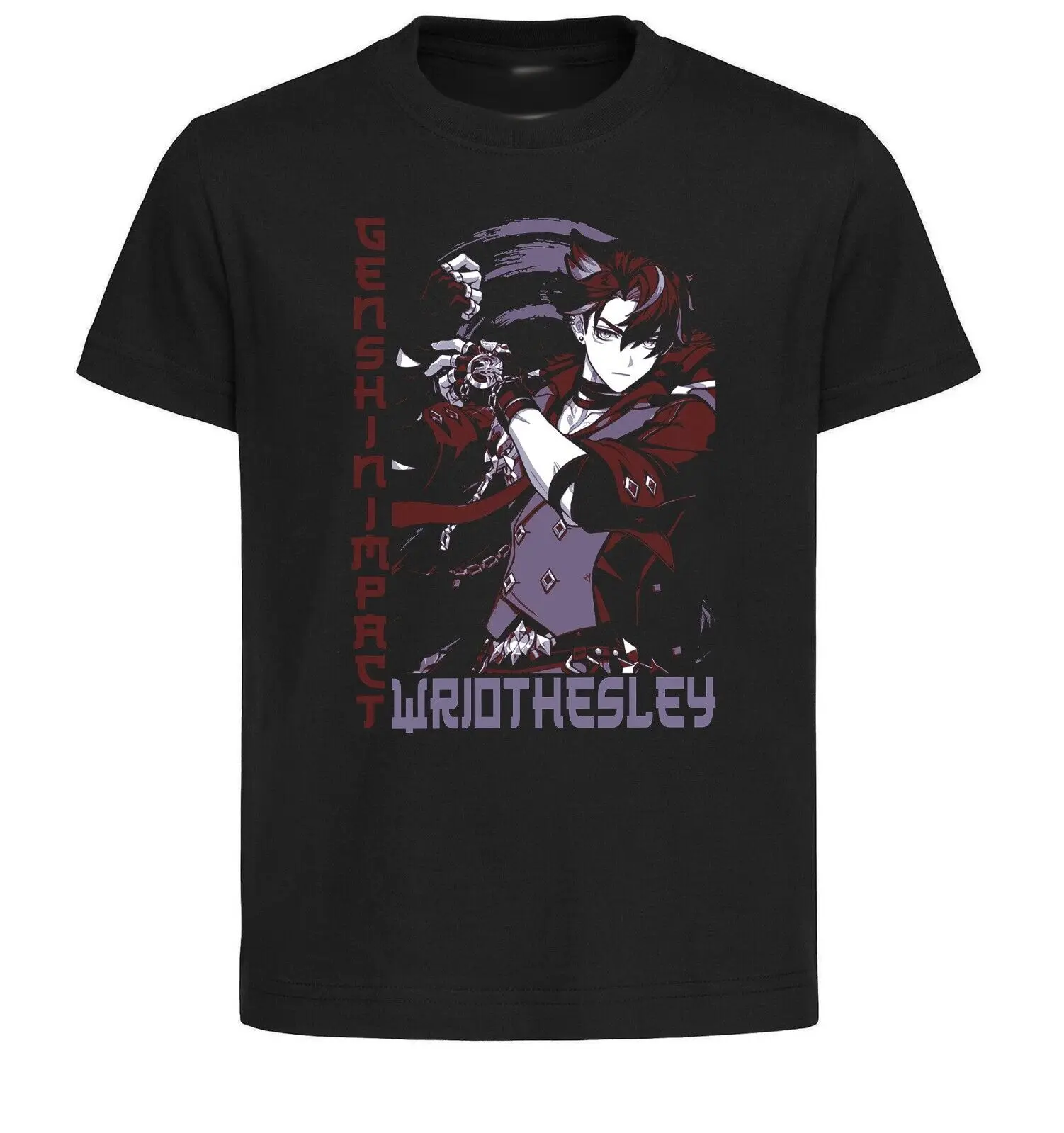 Unisex Black Japanese Style T-Shirt - Genshin Impact - Wriothesley SA1202-