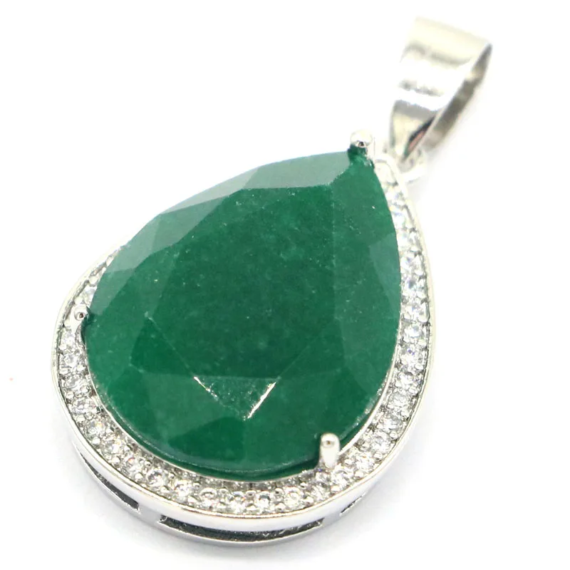 Buy 3 Get 1 Free 33x19mm Big Drop Gemstone Real Red Ruby Green Emerald Blue Sapphire CZ Women Engagement Silver Pendant