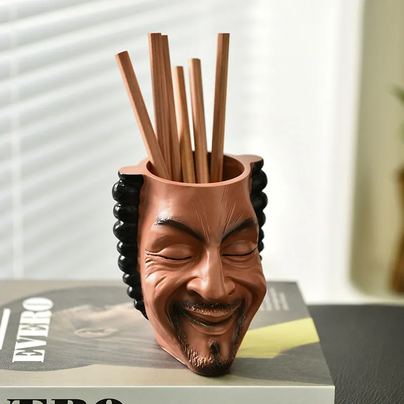 Creative and Funny Face-Shaped Pen Holder Office Desktop Storage Ornament Decoration Gift