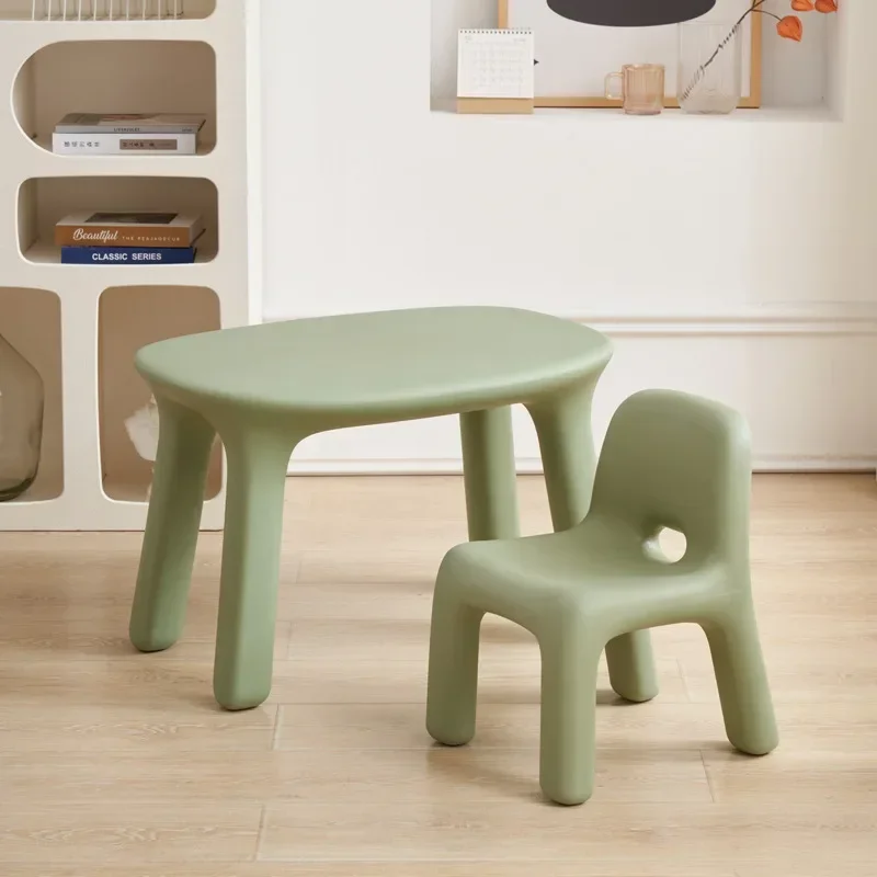 Nordic Ins Children's Learning Table and Chair Designer Kindergarten Baby Small Bench Home Creative Plastic Table and Chair