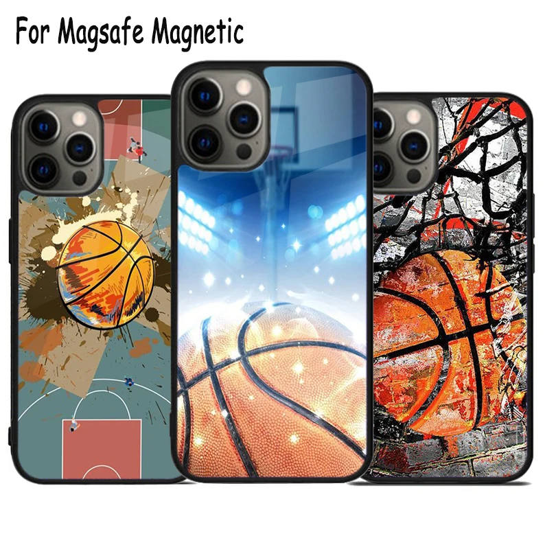 

Баскетбольный спортивный чехол Magsafe для телефона с беспроводной зарядкой для iPhone 15 16 14 13 11 12 Pro Max Plus, магнитный чехол-бампер