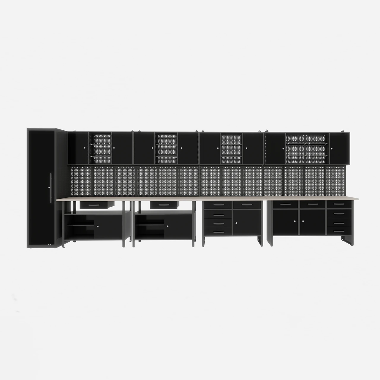 

Workshop Tool Cabinet Set with Modular Steel Workbench Heavy Duty Drawer Storage for Industrial Workshop Mechanic Organizer