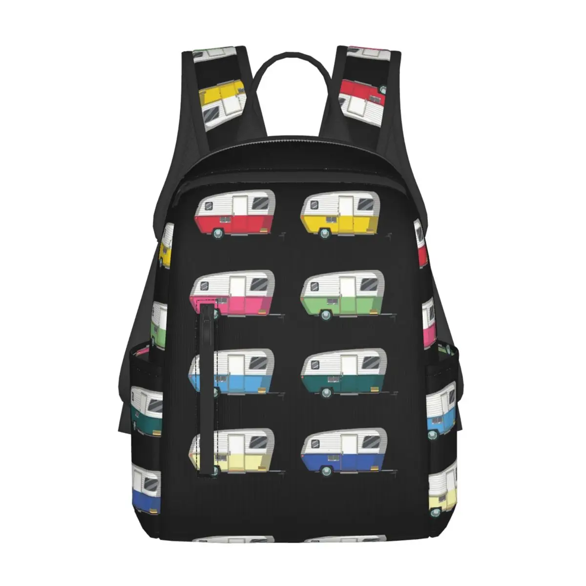 Colourful Vintage Eriba Puck Caravan Daisy Backpack Daypack Large Capacity Kids BookBag School Bag Shoulder Bags for Men Women