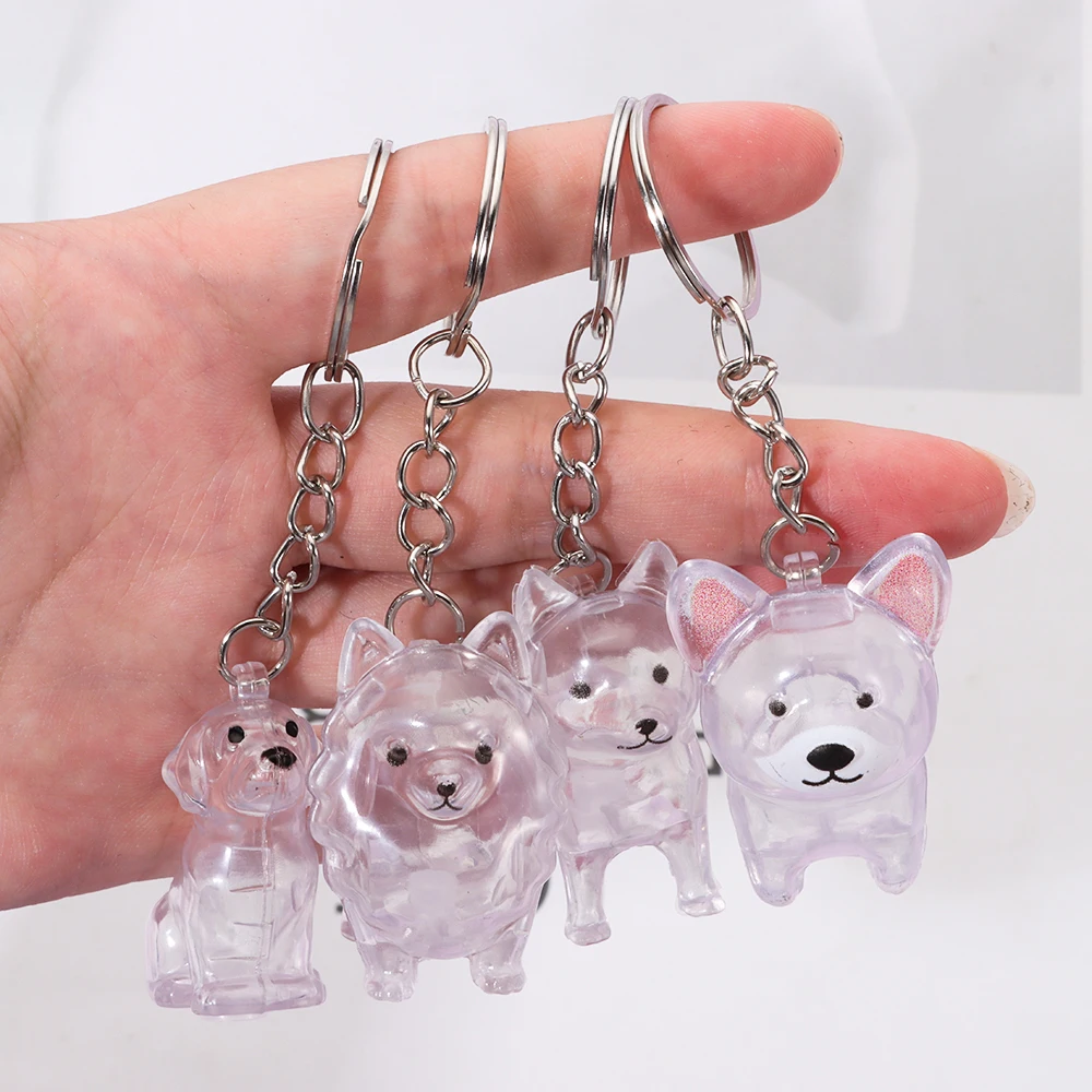Transparent Dog Fur Storage Pendant Fur Storage Capsule Cute Dog Shape Keychain DIY Accessories Pet Hair Container Pet Lovers