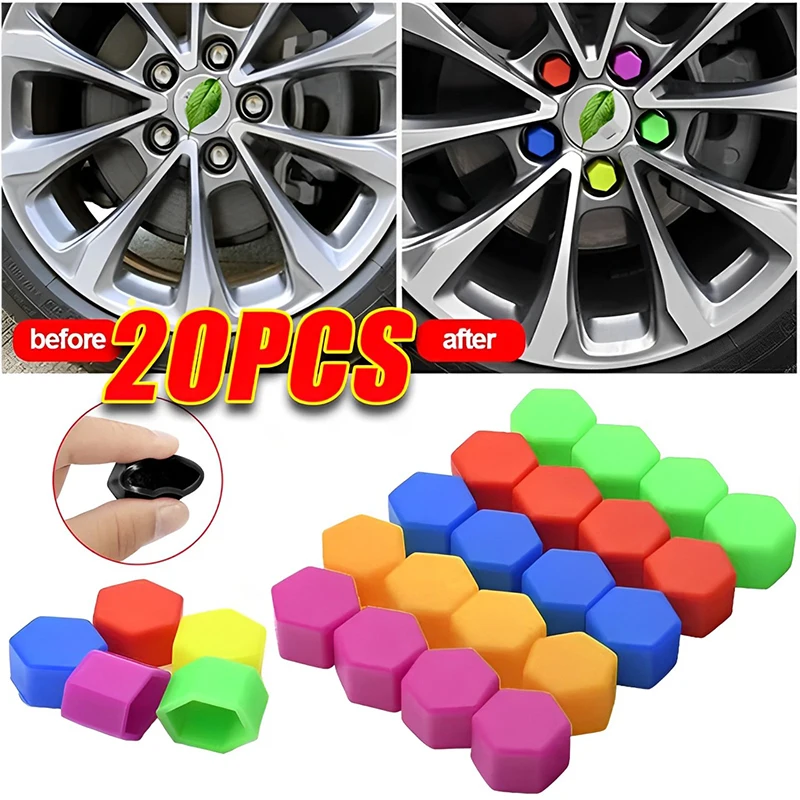 19mm/21mm Wheel Nut Caps Colorful Reflective Tire Decorative Protective Cover Modified Universal Silicone Material  Auto Parts