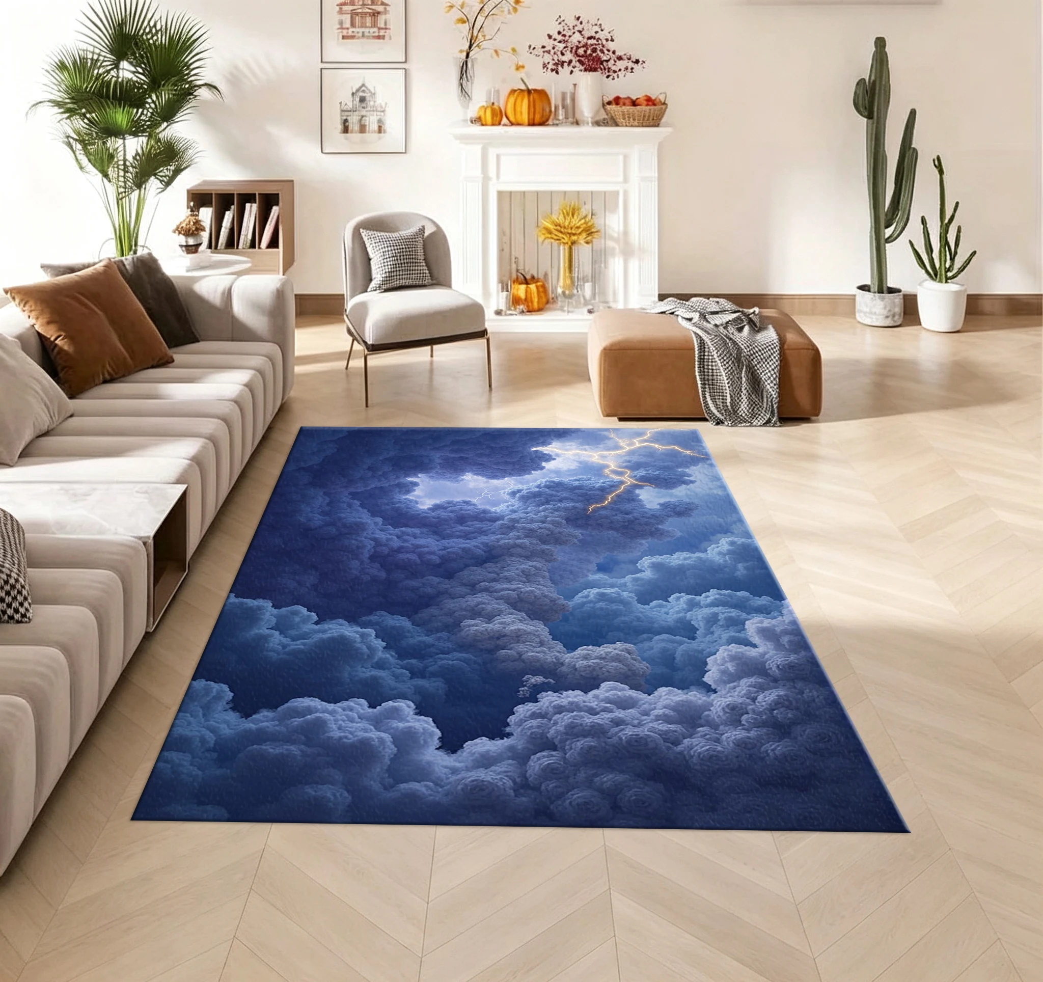 Stormy Lightning Dark Clouds Sky Carpet Floor Mat Unique Printed Carpet Living Room Bedroom Home Floor Mat