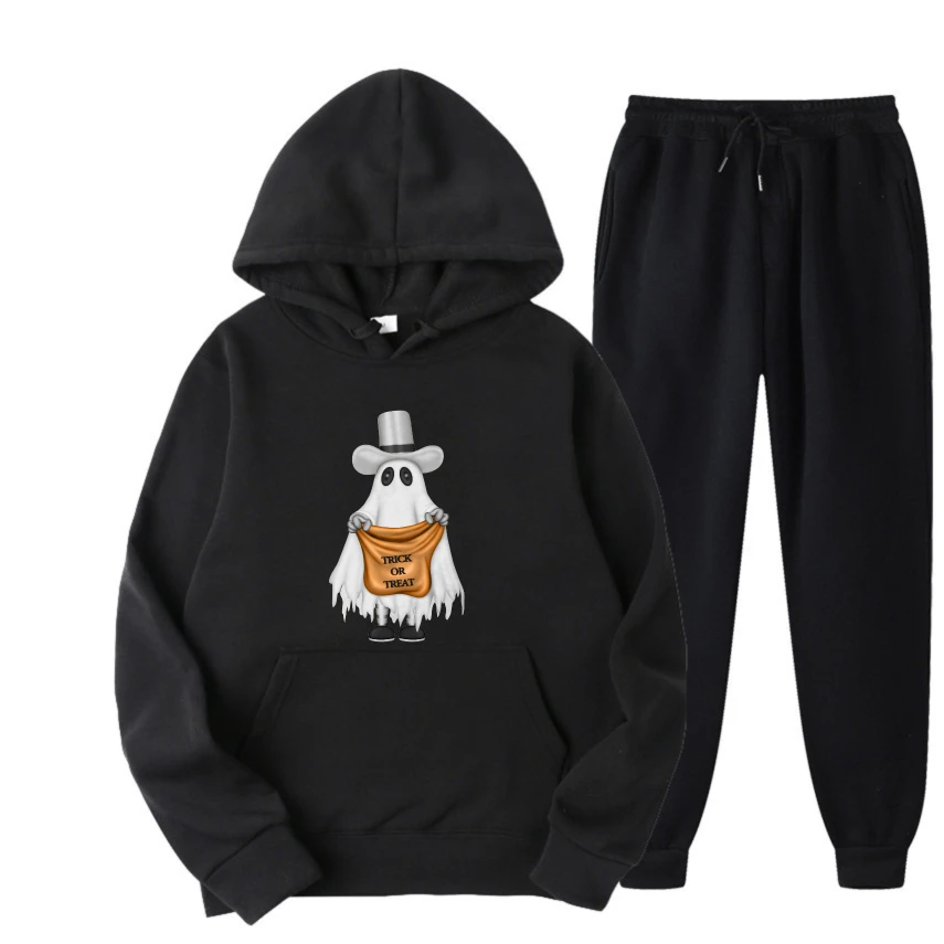 

Мужские комплекты 2025, белые костюмы с принтом граффити-призрака, мужские повседневные толстовки с капюшоном на весну и осень, легкий дышащий наряд