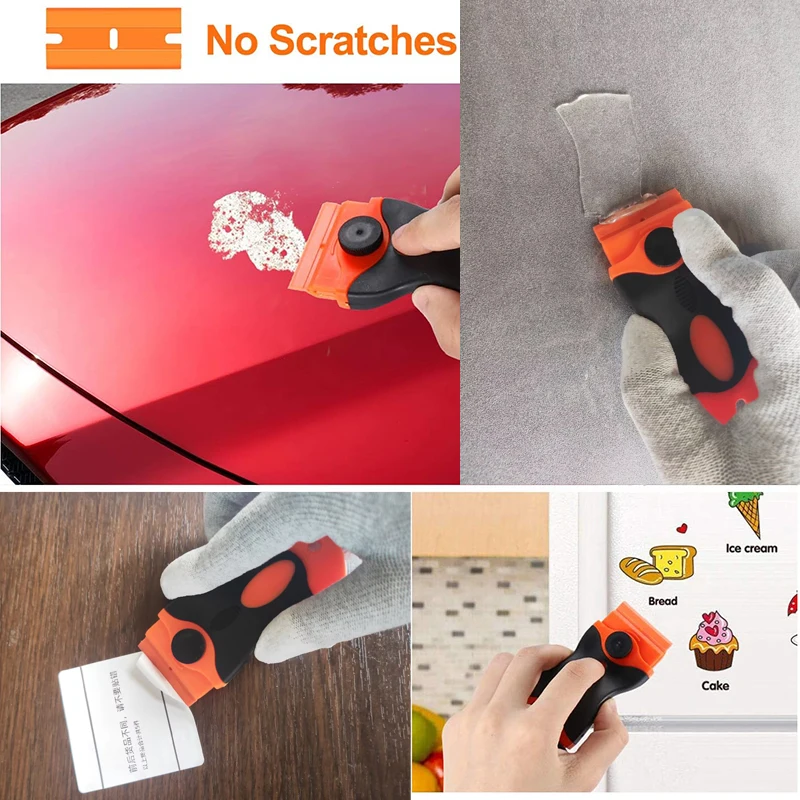 Plastic Scraper with 100/200 Plastic Blades Multipurpose Window Scraper Non-Scratch Scraper for Removing Stickers Decals Glue image 3