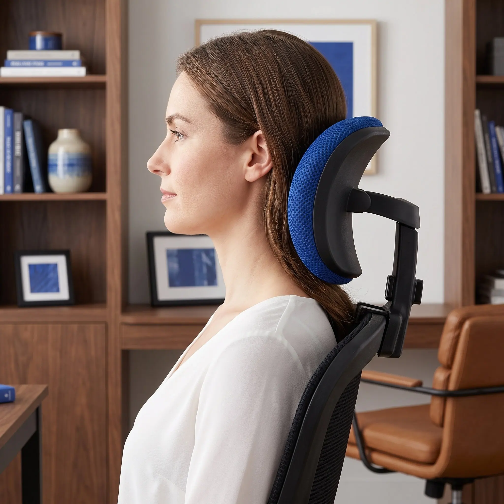 Office Chair Headrest Detachable Adjustable Neck Support Ergonomic No Drill Installation Headrest Attachment 11x8.6 for Computer