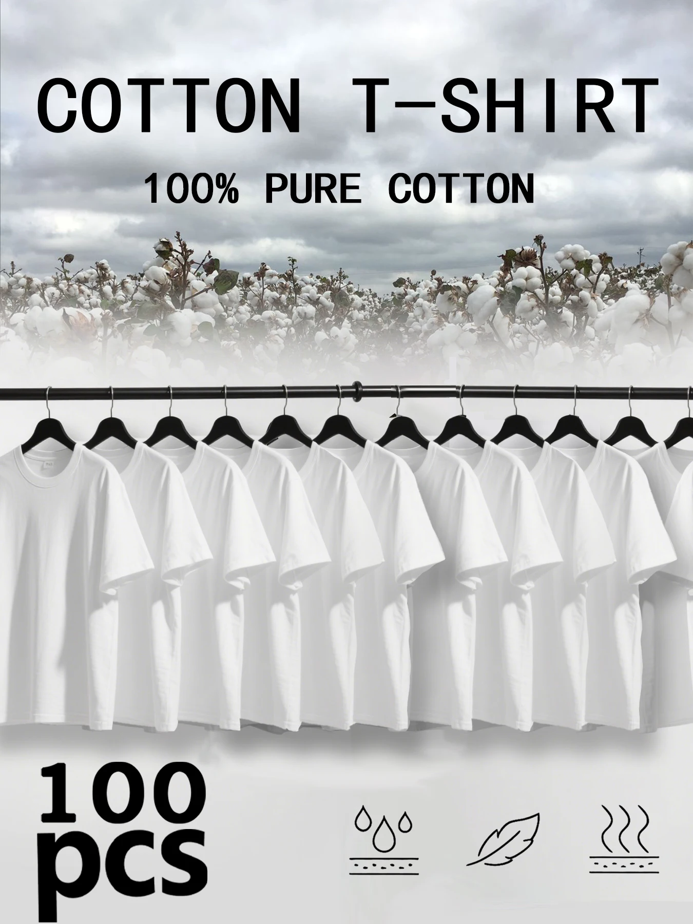

100% cotton T-shirts for men high-quality short-sleeved T-shirts for both men and women pure white T-shirts for men -100 piece