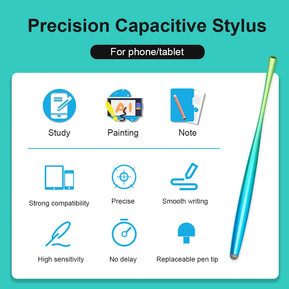

Touch Pen Tablet Screen Pen Thin Capacitive Stylus Slim Waist Gradient Touchscreen Stylus Pencil with Fiber Tip