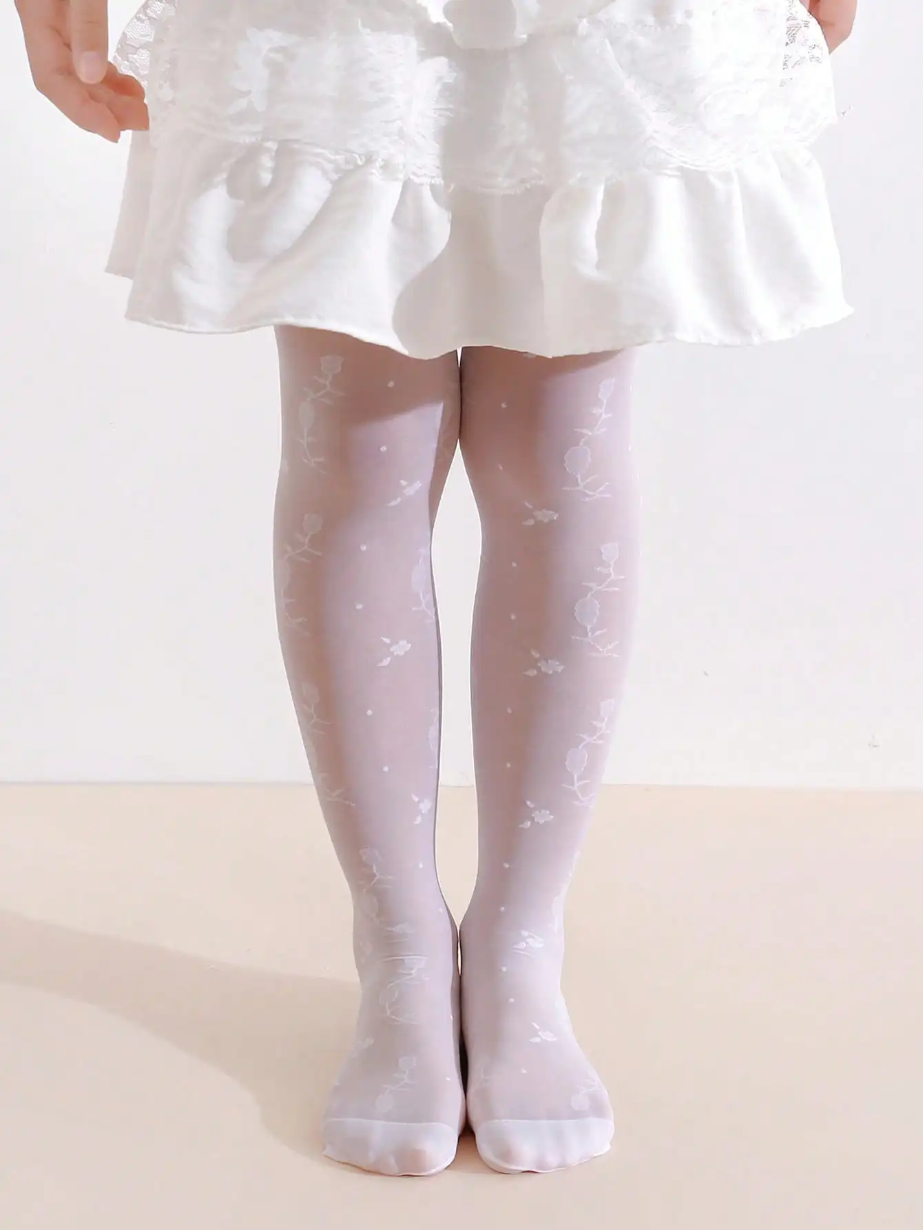 2Pcs Toddler Girls Floral Vine Sheer Tights 0-14Y UV Protection Elastic Breathable Summer Pantyhose Dress Matching Daily Wear