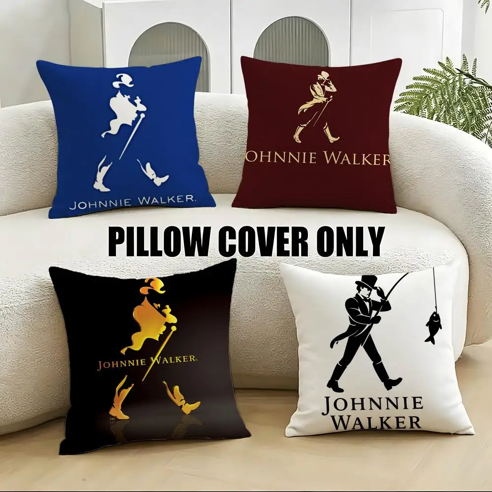 Fundas de Cojín Premium J-Johnnie WalkerS, Juego de 4 Fundas de Almohada de Felpa Suave de 40x40 45x45 para Sofá y Dormitorio