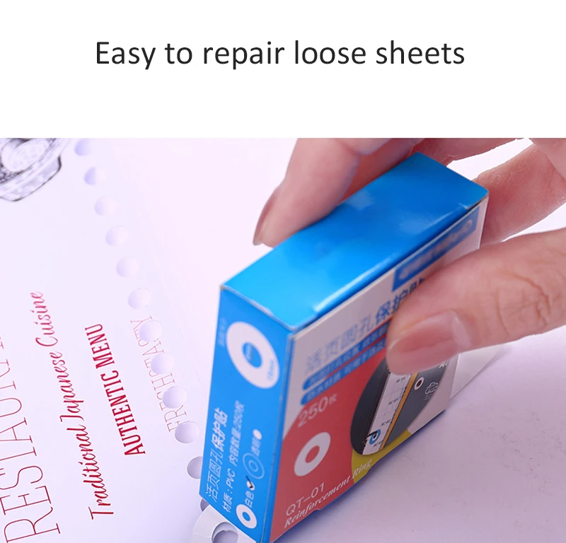 250 Labels Self-Adhesive Hole Punch Protector Loose-Leaf Paper Hole Reinforcement Labels Round Stickers for Office Supplies