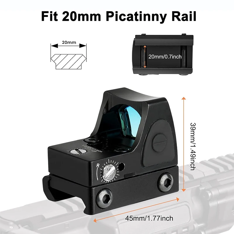 RMR Red Dot Sight 3 MOA Reflex Sight Metal Red Dot Scope Hunting With 20mm Mount