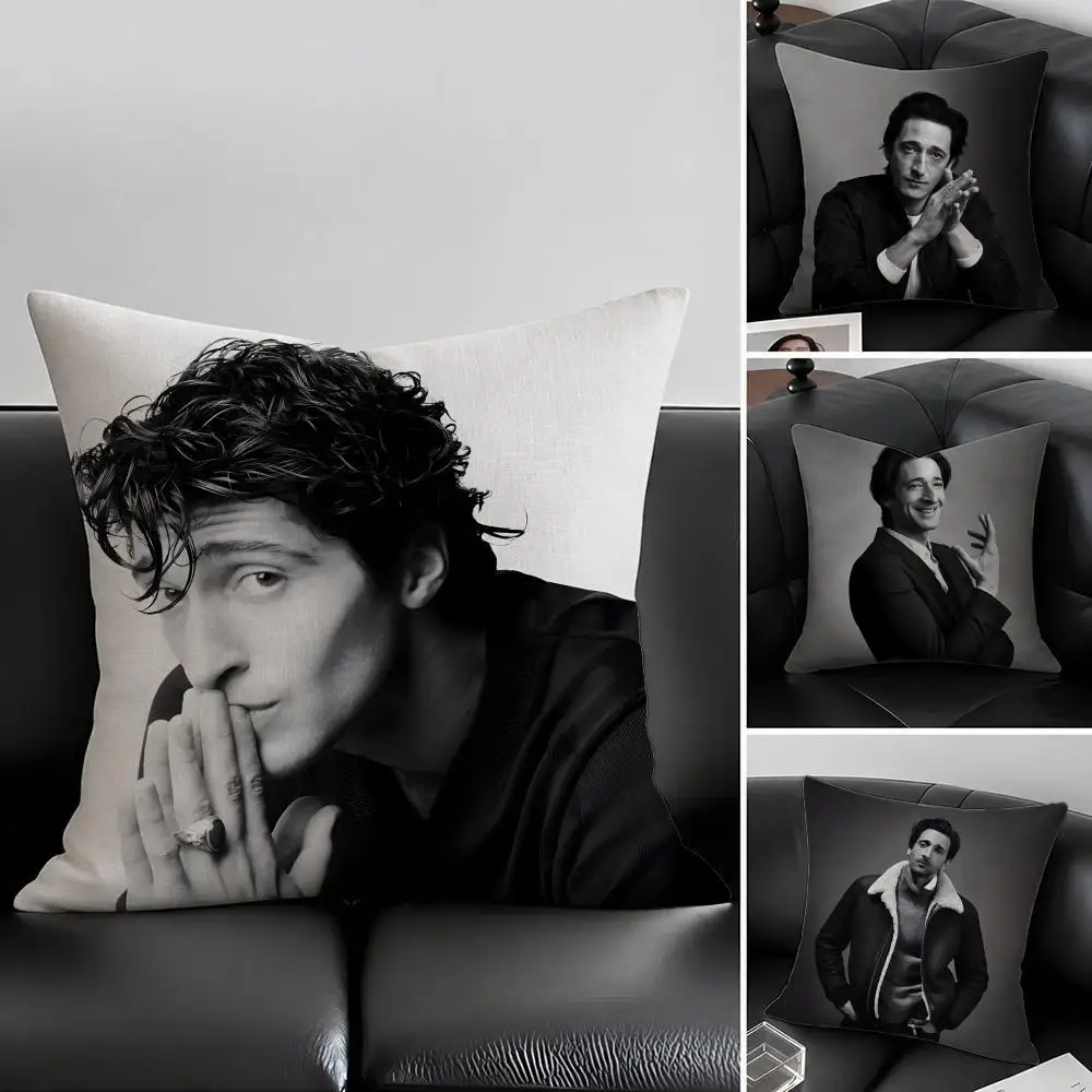 Funda de cojín Actor A-Adrien B-Brody, juego de fundas de almohada de lino natural, decoración todo en uno para sofá, dormitorio y silla